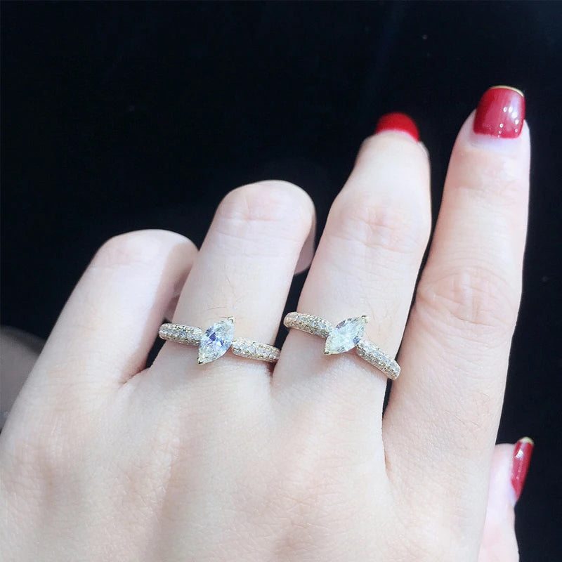Aazuo 18K Orignal Yellow Gold Real Natrual Diamonds 0.70ct Classic Marquise Ring Fashion Gift For Woman&Lady Birthday Party