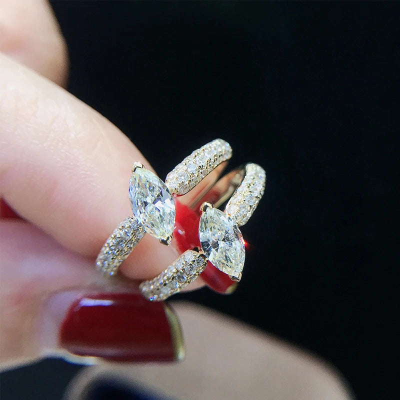 Aazuo 18K Orignal Yellow Gold Real Natrual Diamonds 0.70ct Classic Marquise Ring Fashion Gift For Woman&Lady Birthday Party