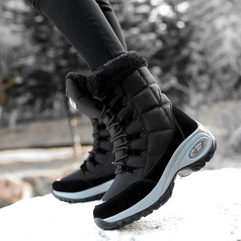Famous Brown Women's Boots Winter High Quality Keep Warm Mid-Calf Waterproof Snow Boots Women Comfortable Ladies Thigh High Hiking Boots