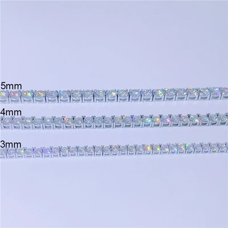 Bling without the Sting Tennis Necklace 4mm 925 silver shiny Moissanite Women Men Chain Fine Jewelry Drop Delivery 2022
