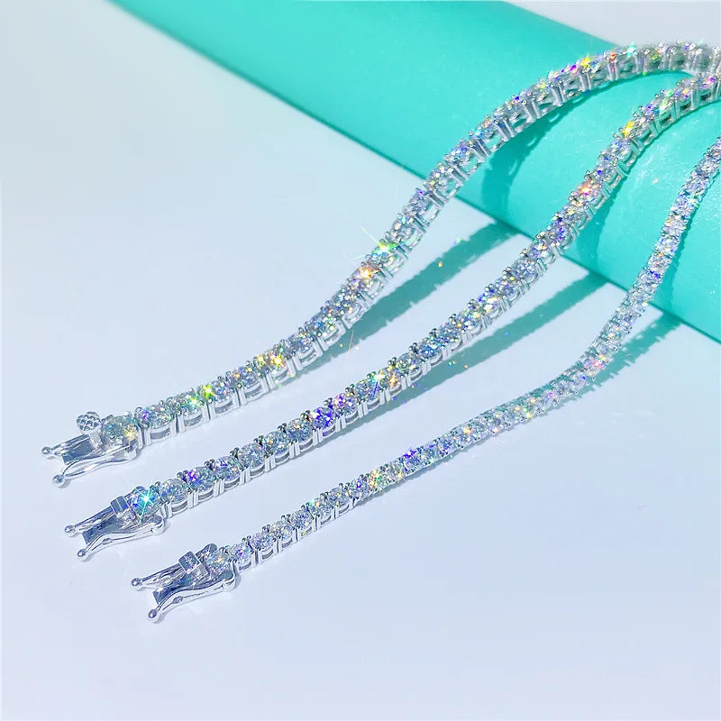 Bling without the Sting Tennis Necklace 4mm 925 silver shiny Moissanite Women Men Chain Fine Jewelry Drop Delivery 2022