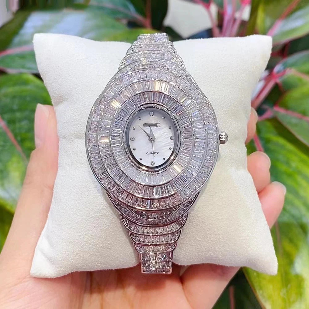 Famous Brown Bling without the sting to your pocket Bracelet Watch 19cm for Women AAA Cubic Zircon Wedding Bridal Party Bracelets Watch Jewelry Female Gift