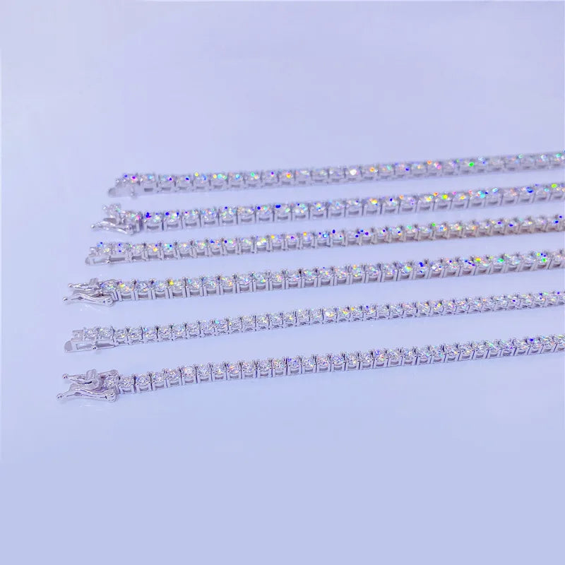 Bling without the Sting Tennis Necklace 4mm 925 silver shiny Moissanite Women Men Chain Fine Jewelry Drop Delivery 2022