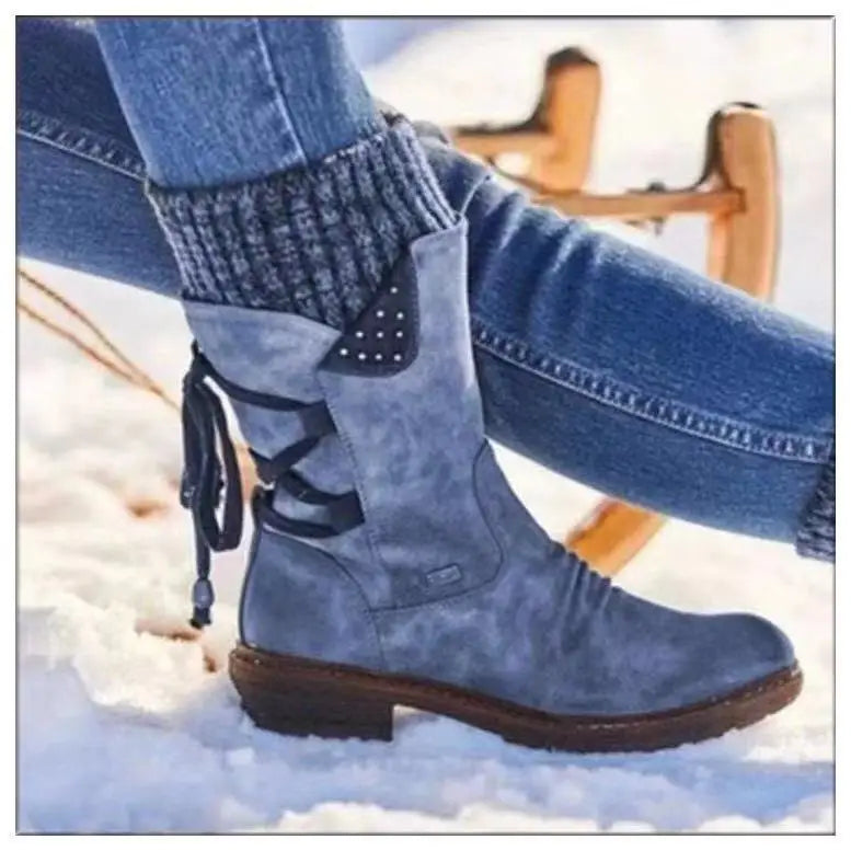 Famous Brown Women Winter Mid-Calf Boots Winter Shoes Ladies Fashion Snow Boots Shoes Thigh High Suede Warm Botas 2024