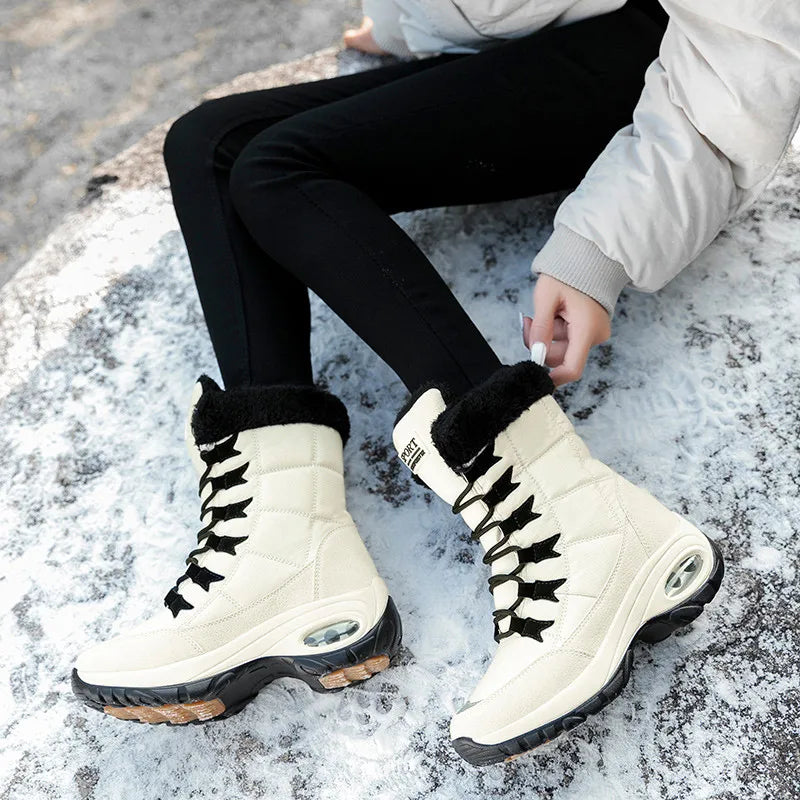 Famous Brown Women's Boots Winter High Quality Keep Warm Mid-Calf Waterproof Snow Boots Women Comfortable Ladies Thigh High Hiking Boots