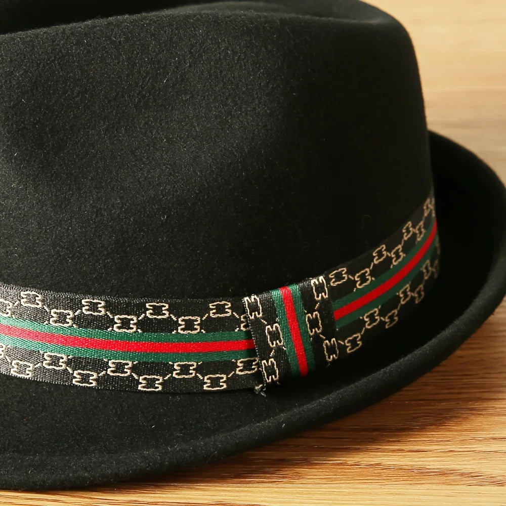 Famous Brown Western cowboy hat, rolled edge wool woolen hat, British fashion felt hat, men's top hat, women's jazz hat