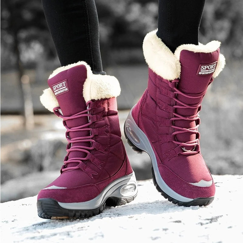 Famous Brown Women's Boots Winter High Quality Keep Warm Mid-Calf Waterproof Snow Boots Women Comfortable Ladies Thigh High Hiking Boots