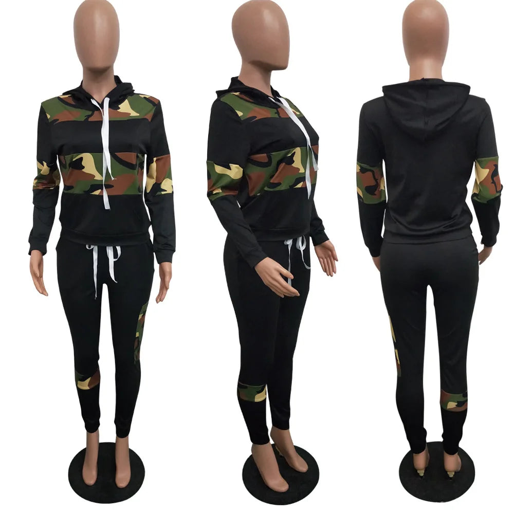 Fashion streetwear leopard patchwork print tracksuit sweatsuit women set Two piece set women hoodie+sweatpants matching outfits