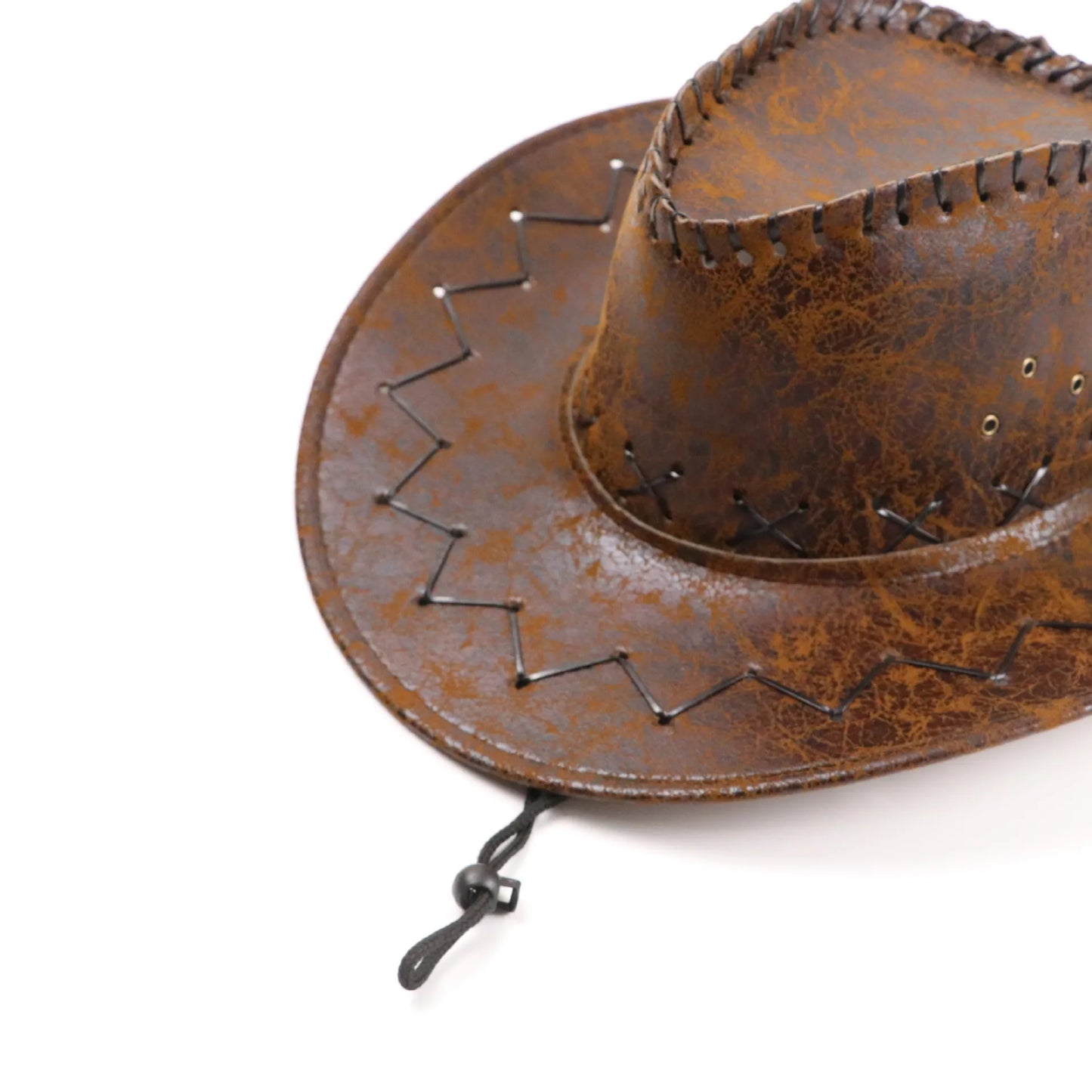 Famous Brown  cowboy hat imitation leather cracked men and women rider hat кепка мужская fedora hat Panama rope accessories