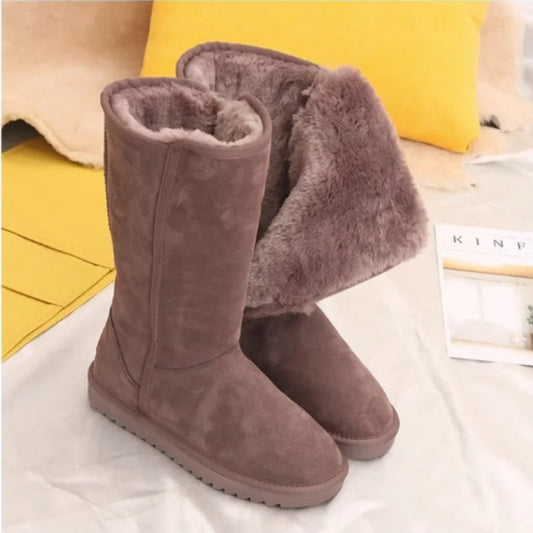 Famous Brown Women Classic Ladies Girls Winter Snow Boots  Waterproof Warm Genuine Leather Fur Australia Plus Velvet Knee High  Winter