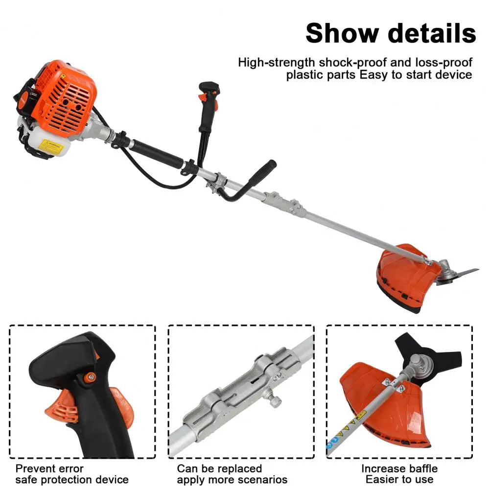 Gas String Trimmer, 52cc Weed Wacker Gas Powered, 2 in 1 Cordless Hedge Trimmer, 2-Stroke Brush Cutter, Handheld Weed Eater