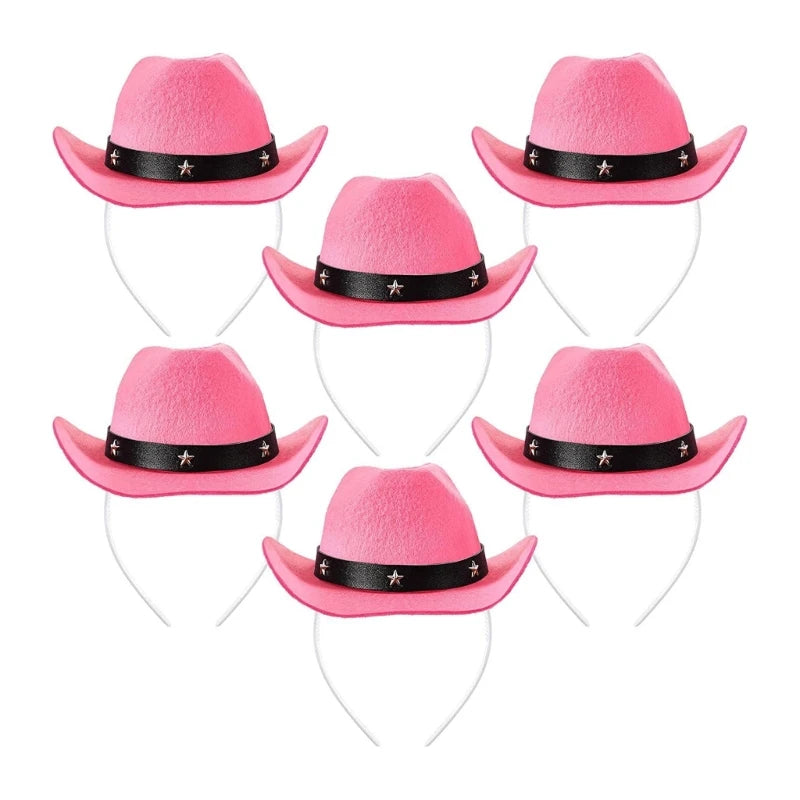 Cowboy Hat Headband Party Hairhoop Fashion Cowgirl Hat Headpiece Cosplay Costume Hairband for Adult Festival Headgear