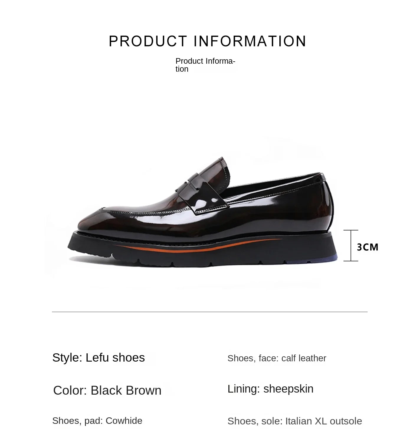 Men Shoes Calfskin, Polished Square Glossy And Thick Soles Casual Loafers.