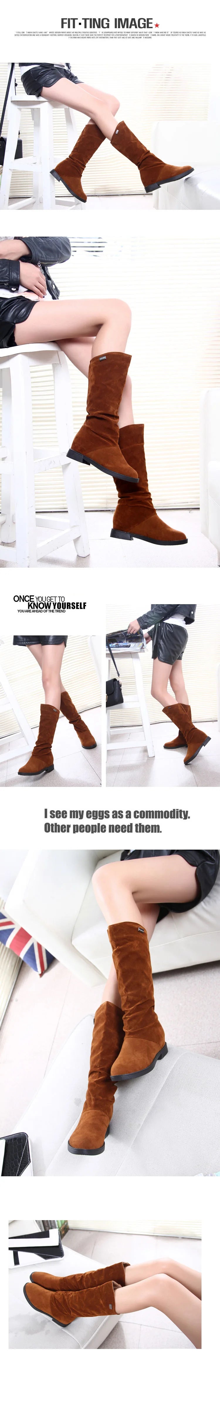 Famous Brown Women's Boots Winter New European American Fashion Frosted Mid-calf Women's Boots Low Heel Plus Velvet Knight Boots for Women