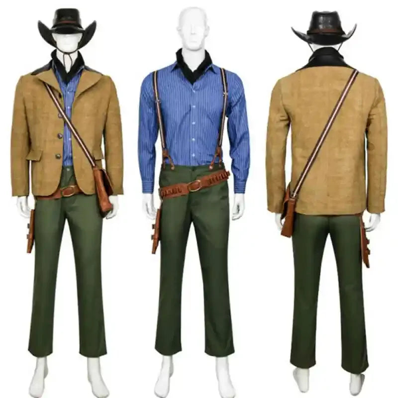 Famous Brown Takerlama Arthur Morgan Halloween Cowboy Cosplay Costume RDR2 Red Dead: RedemptionⅡ Men‘s Uniform Jacket Shirts Pants Hat