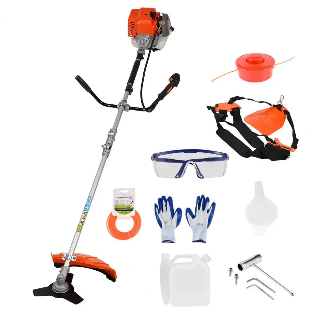 Gas String Trimmer, 52cc Weed Wacker Gas Powered, 2 in 1 Cordless Hedge Trimmer, 2-Stroke Brush Cutter, Handheld Weed Eater