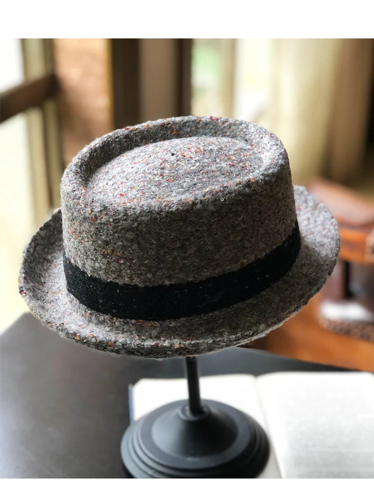 Famous Brown Autumn Winter Warm Women Men's Wool Blend Oval Top Cap Fedora Heisenberg Hat 56-59cm