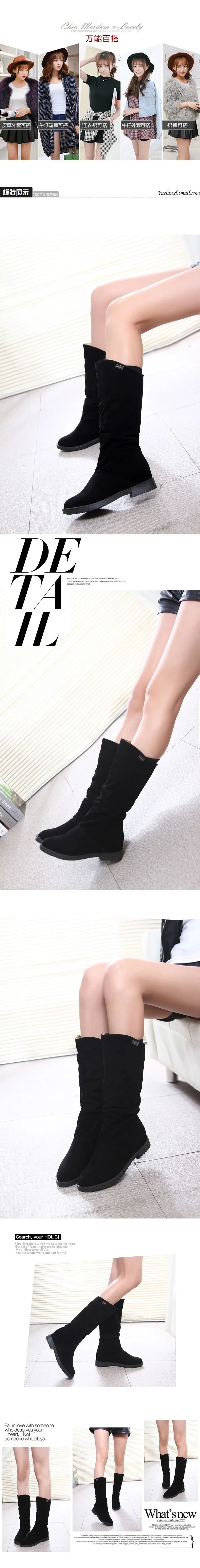 Famous Brown Women's Boots Winter New European American Fashion Frosted Mid-calf Women's Boots Low Heel Plus Velvet Knight Boots for Women