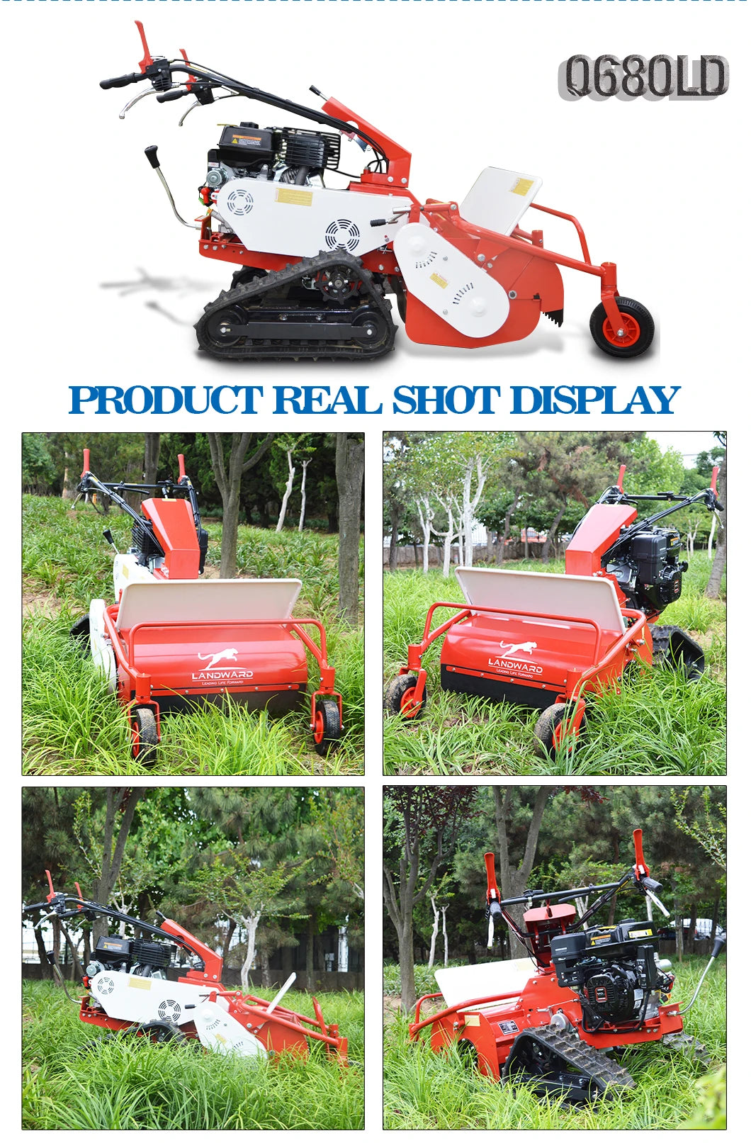 Walk-Behind Lawn Mower 9 HP Wheeled Lawnmower High Quality Rubber Crawler Grass Cutter Customized