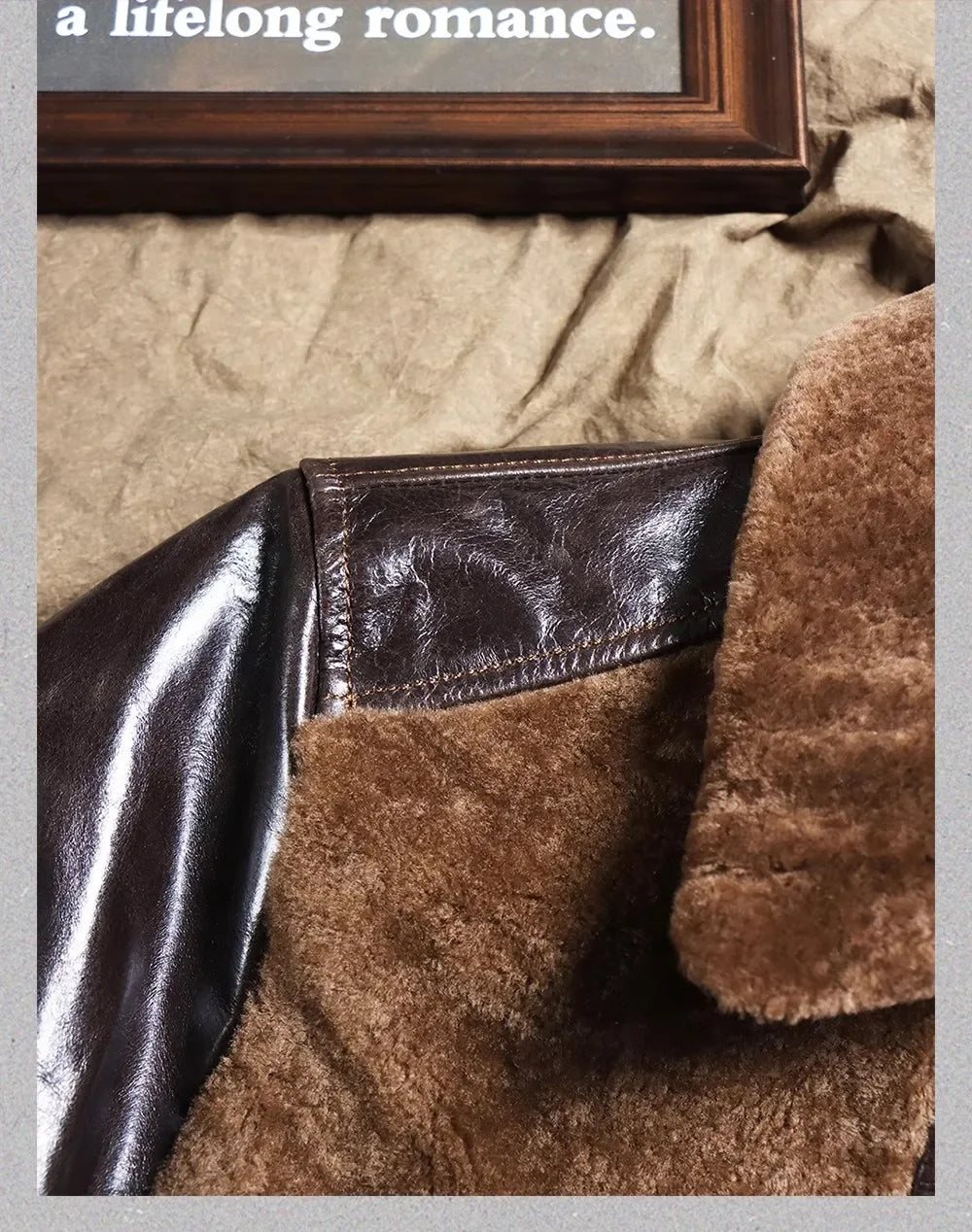 100% real fur jacket.winter warm thick leather coat.Vintage Motor Rider leather cloth.Fashion outdoor