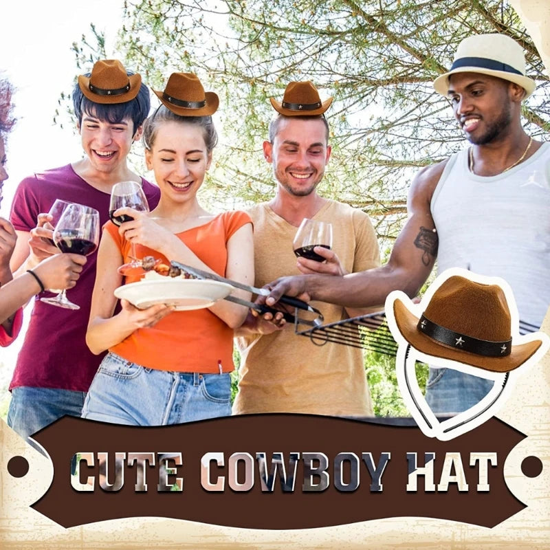 Cowboy Hat Headband Party Hairhoop Fashion Cowgirl Hat Headpiece Cosplay Costume Hairband for Adult Festival Headgear