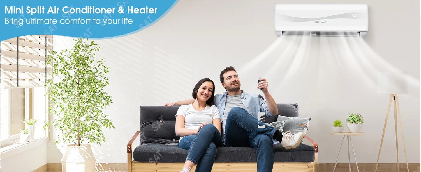 18000BTU Mini Split Air Conditioner& Heater,19 SEER2 208-230V Wall-Mounted Ductless AC Unit Cools Rooms up to 1250 Sq. Ft