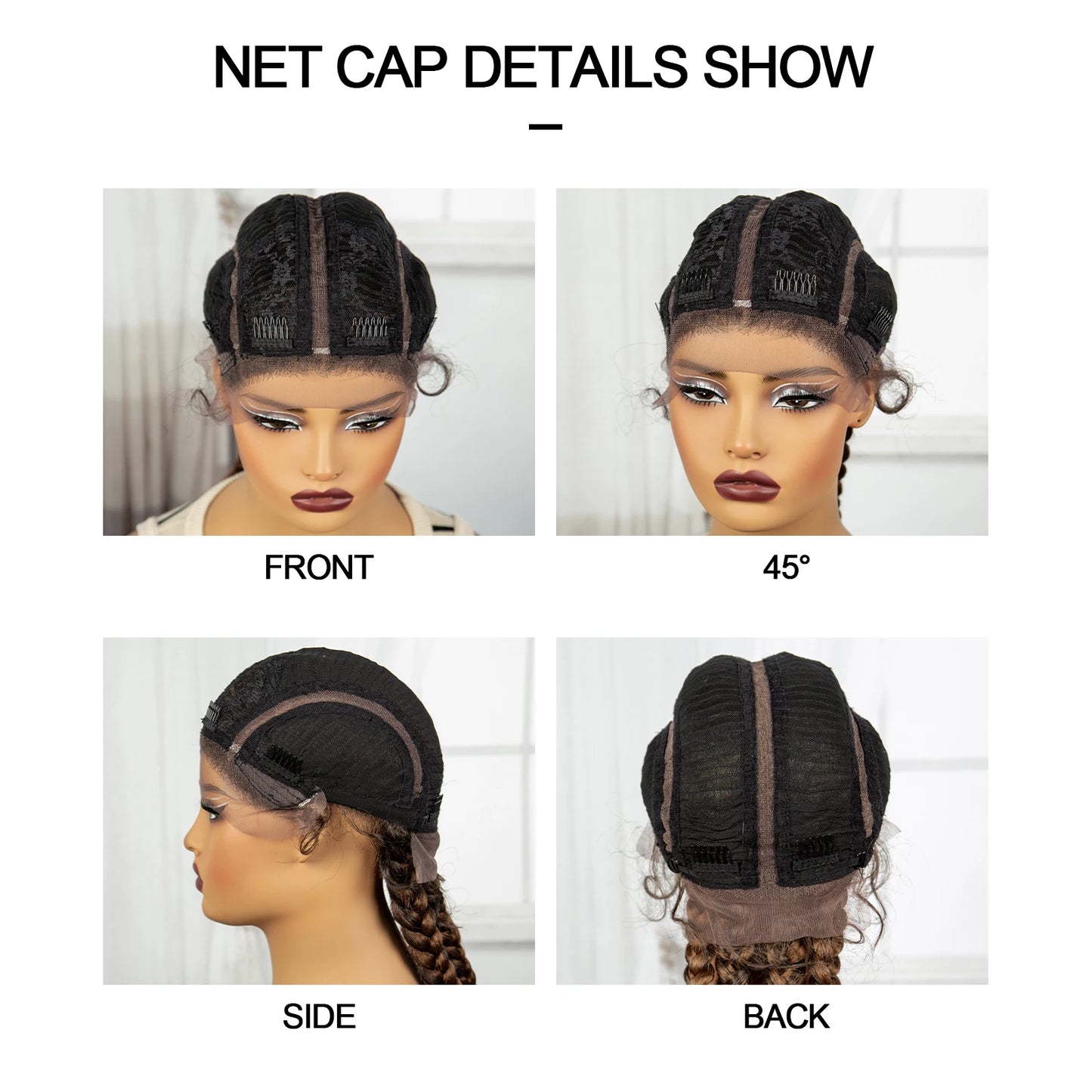 Natural 36 Inch Cornrow Braided Wigs Synthetic Braids Wig With Baby Hair for Black Women Synthetic Lace Ftont Braiding Hair Wigs