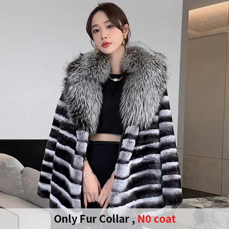 Large silver real fox fur collar winter leather collar shawl coat accessories down coat fur collar