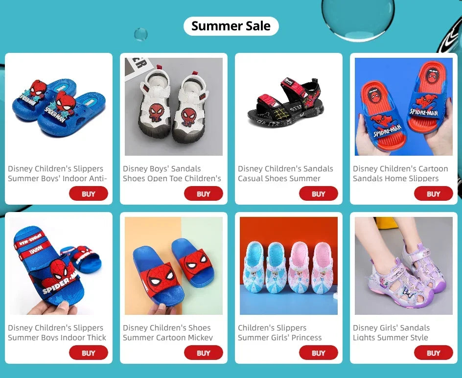 Cartoon Sandals Slippers Red Boys Girls Beach Casual Shoes Breathable Jelly Garden Hollow-out EVA Beach Shoes Size 25-35