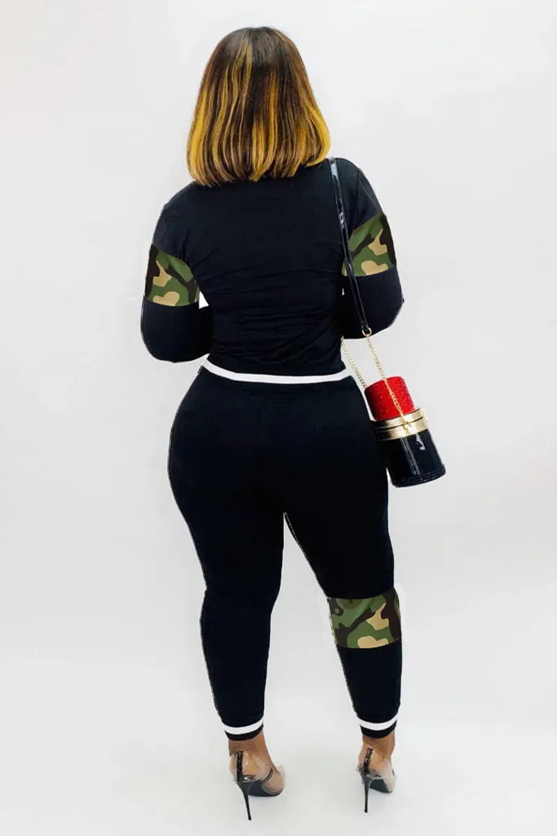 Famous Brown  Leopard Camouflage Two Pieces Set Women's Sports Suit Long Sleeve Sweatshirt And Sweatpants Casual Tracksuit Jogging suit