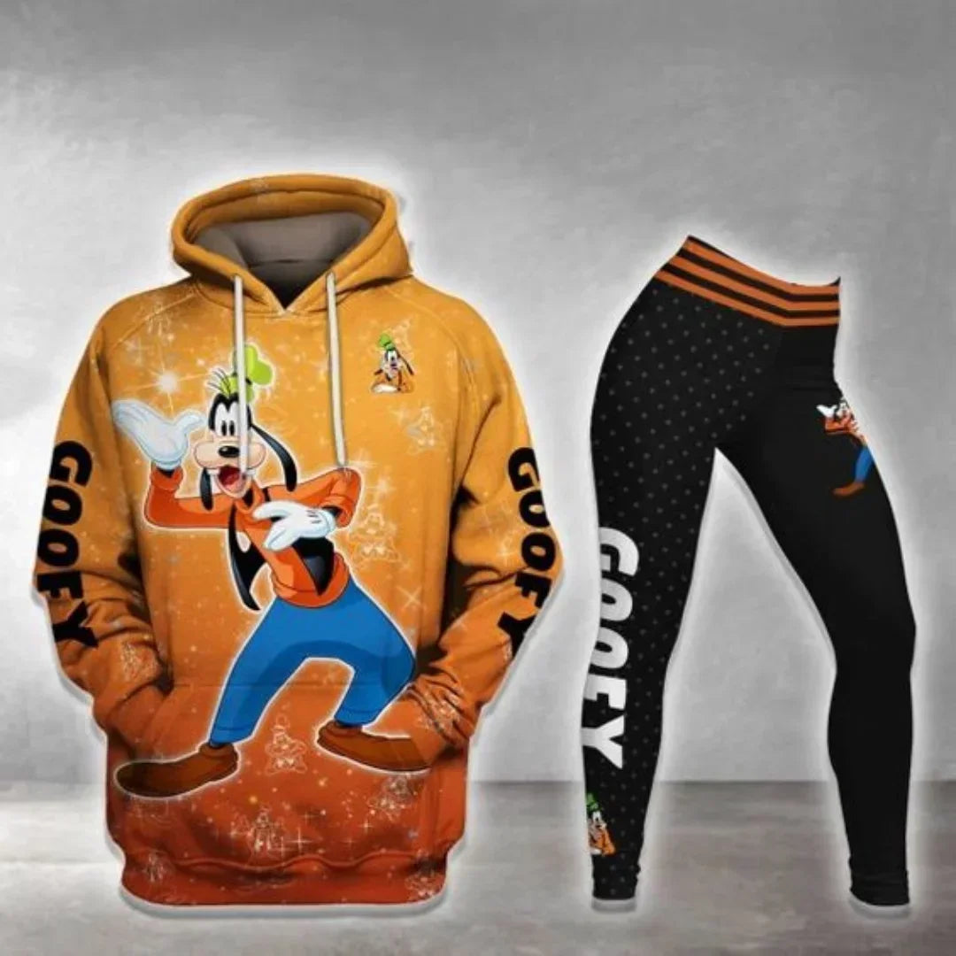 New Goofy Dog 3D Hoodie Women's Hoodie Yoga Pants Set Disney Yoga Leggings Sweatpants Hoodie Fashion Women's Sports Suit