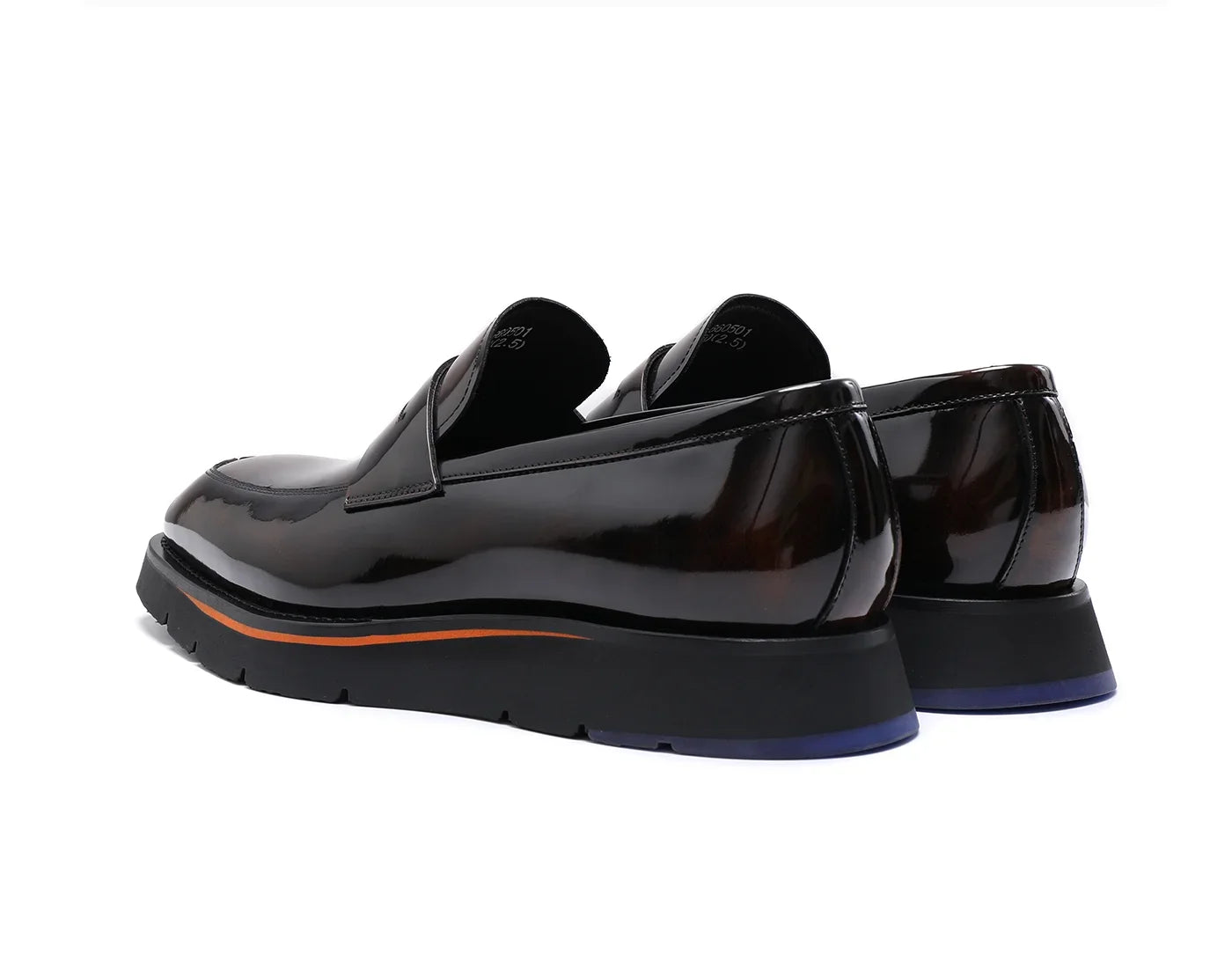 Men Shoes Calfskin, Polished Square Glossy And Thick Soles Casual Loafers.