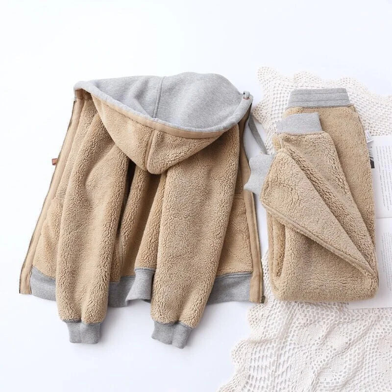 Famous Brown Autumn Winter Sweatshirt Sweatpants Two-piece Suit Women Fleece Thicken Sports Casual Sets Hoodies Coat Trousers 2-piece Sets