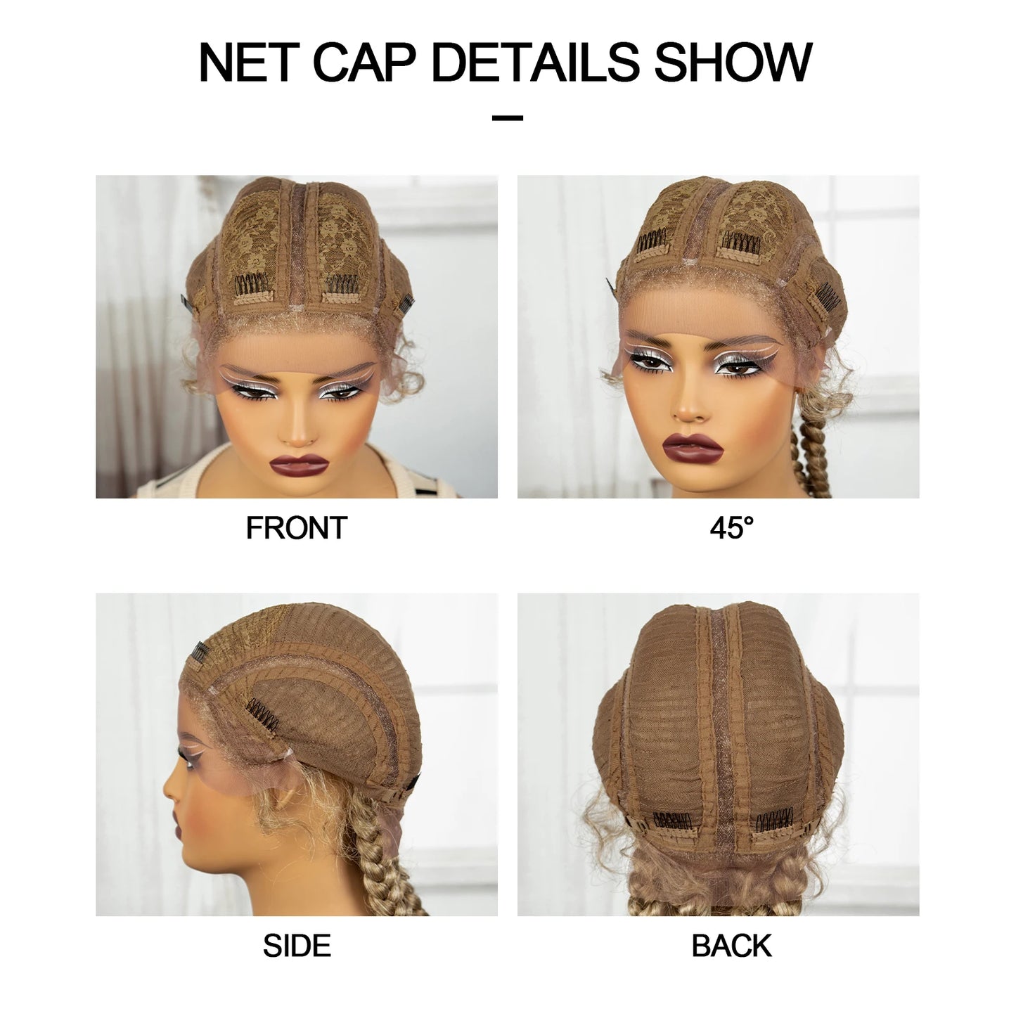 Natural 36 Inch Cornrow Braided Wigs Synthetic Braids Wig With Baby Hair for Black Women Synthetic Lace Ftont Braiding Hair Wigs