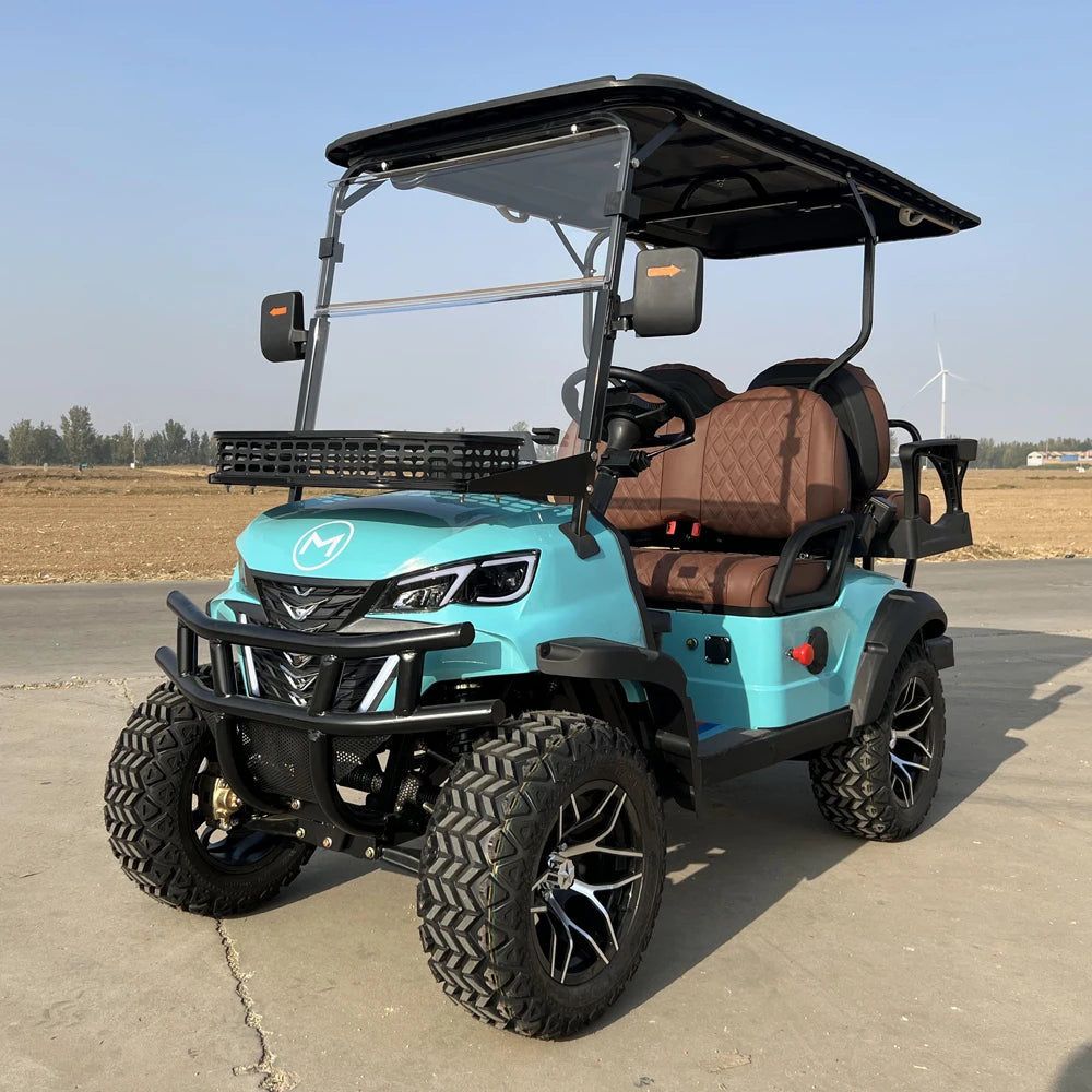 Famous Brown Factory Luxury Design Lifted 4 Seater Golf Carts 7500W 72V Lithium Battery Golf Car Utility Hunting Electric Golf Cart