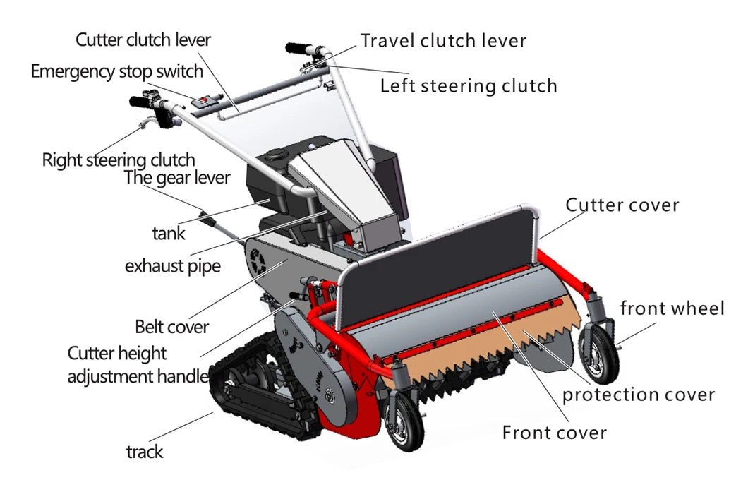 Walk-Behind Lawn Mower 9 HP Wheeled Lawnmower High Quality Rubber Crawler Grass Cutter Customized