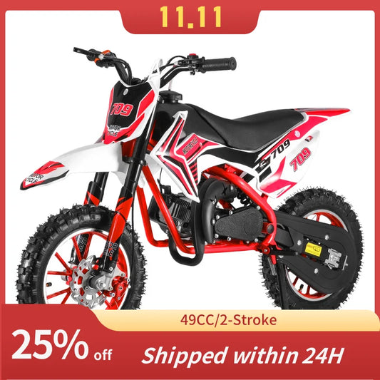 Famous Brown 49cc 2 Stroke Kids Dirt Bike, Gas Power Motocross, Off Road Mini Motorcycle, Pocket Motorbike with Front Rear Disc Brakes, Racin