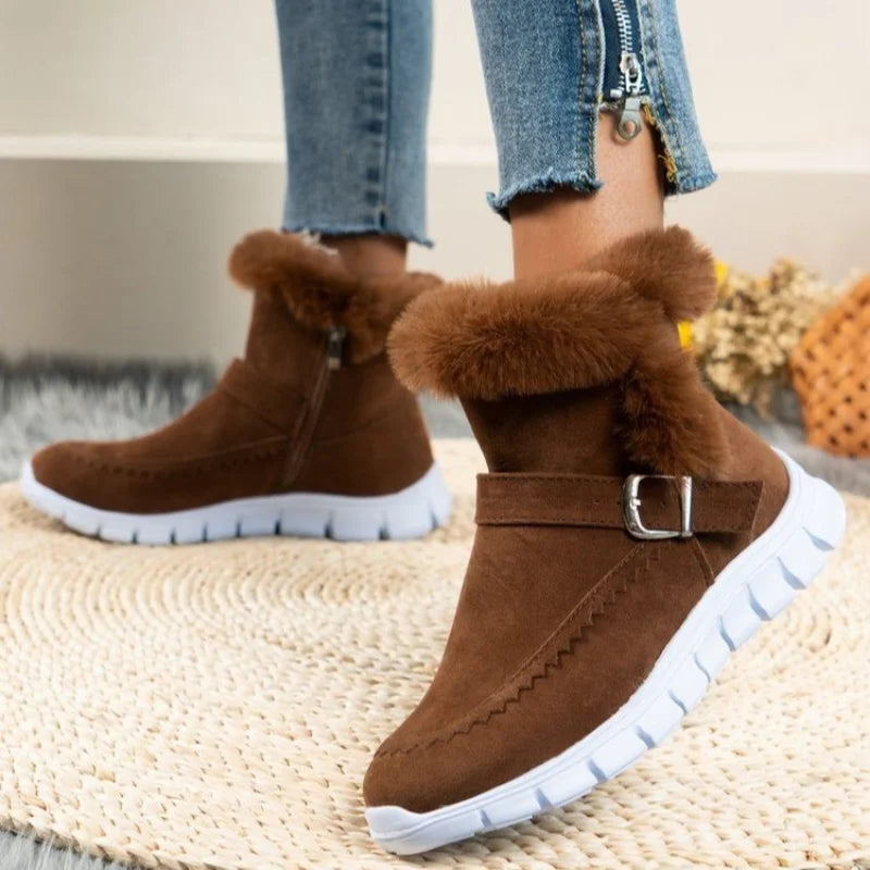 Fur Warm Chelsea Snow Boots Winter Women Casual Shoes New Short Plush Suede Ankle Boots Flats Gladiator Sport Ladie Botas mujer