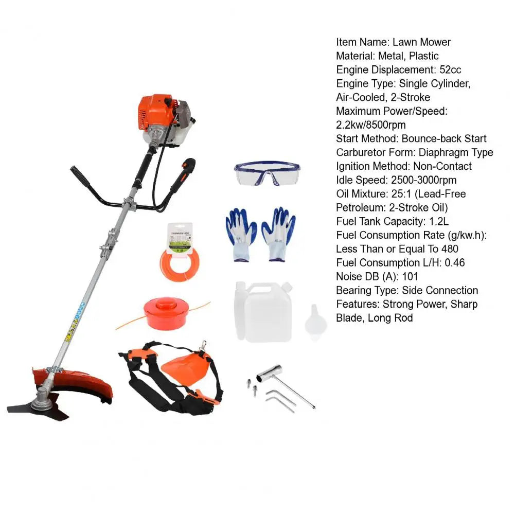 Gas String Trimmer, 52cc Weed Wacker Gas Powered, 2 in 1 Cordless Hedge Trimmer, 2-Stroke Brush Cutter, Handheld Weed Eater