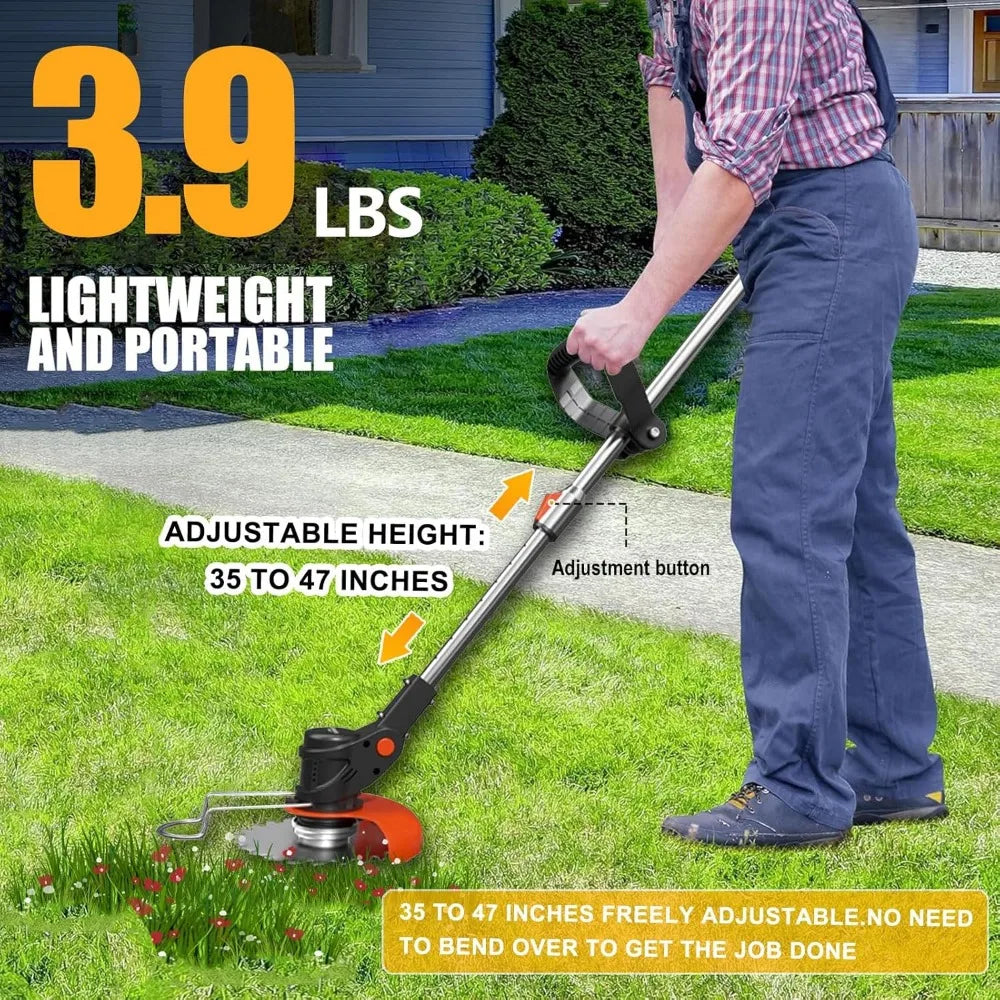 21V Electric Weed Wacker Eater Battery Powered with 2Pcs 4.0Ah Batteries, 4 in 1,for Lawn Yard Garden