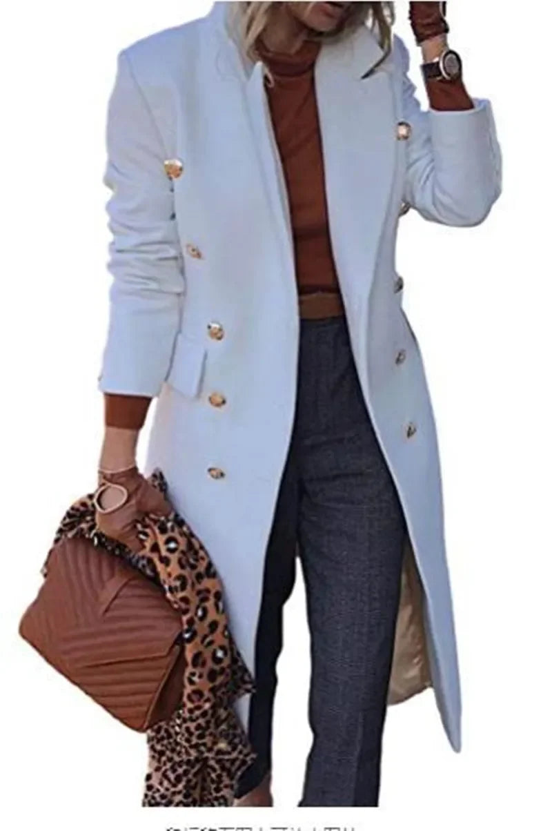 Women's Medium-length Woolen Overcoat Double-breasted Wool Jacket Autumn/winter Fashion