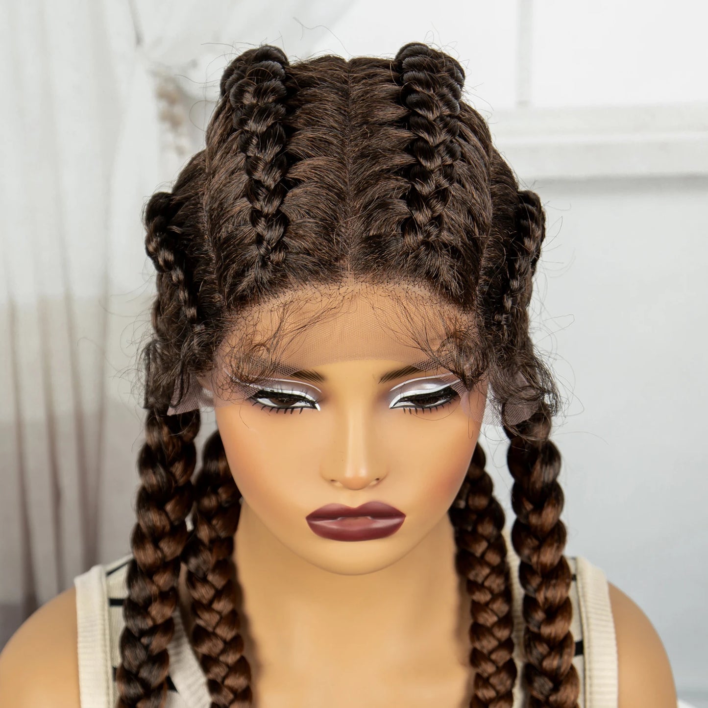 Natural 36 Inch Cornrow Braided Wigs Synthetic Braids Wig With Baby Hair for Black Women Synthetic Lace Ftont Braiding Hair Wigs