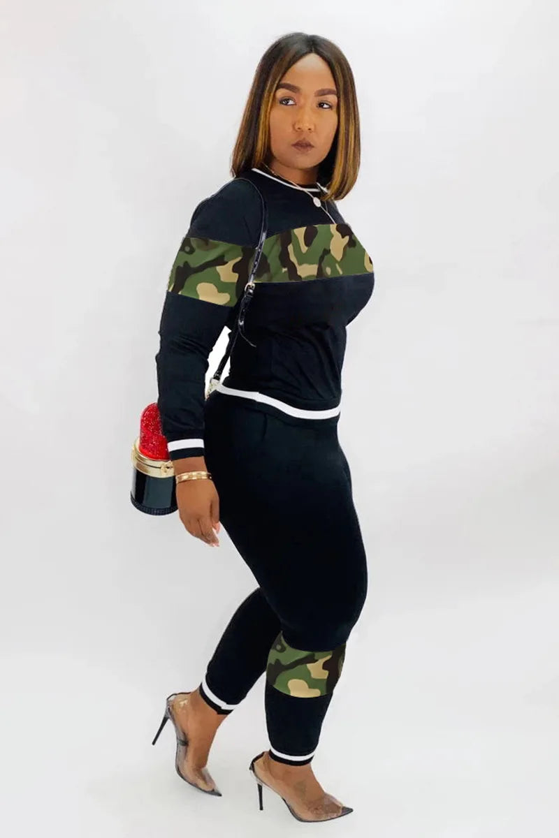 Famous Brown  Leopard Camouflage Two Pieces Set Women's Sports Suit Long Sleeve Sweatshirt And Sweatpants Casual Tracksuit Jogging suit