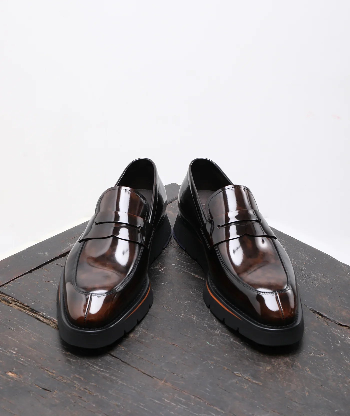 Men Shoes Calfskin, Polished Square Glossy And Thick Soles Casual Loafers.