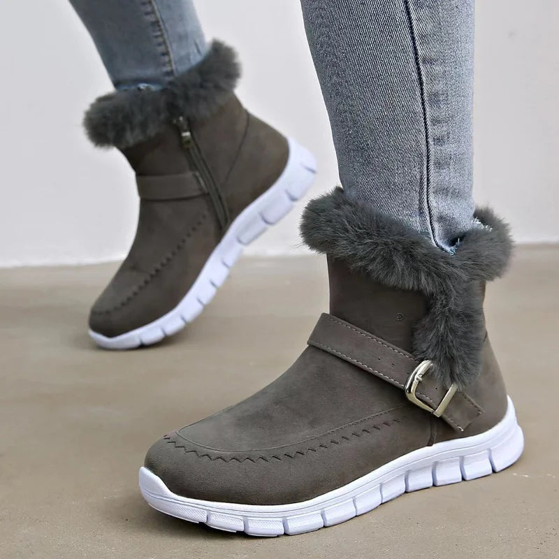 Fur Warm Chelsea Snow Boots Winter Women Casual Shoes New Short Plush Suede Ankle Boots Flats Gladiator Sport Ladie Botas mujer