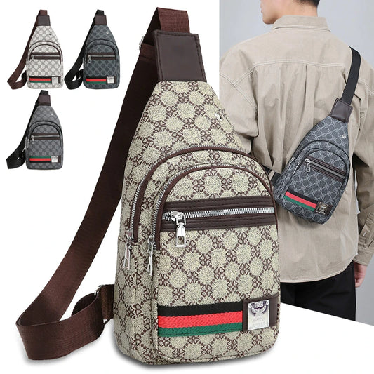 Famous Brown Men's Multifunction Messenger Bag Shoulder Cloth Chest Bags Crossbody Casual Handbag with Earphone Hole