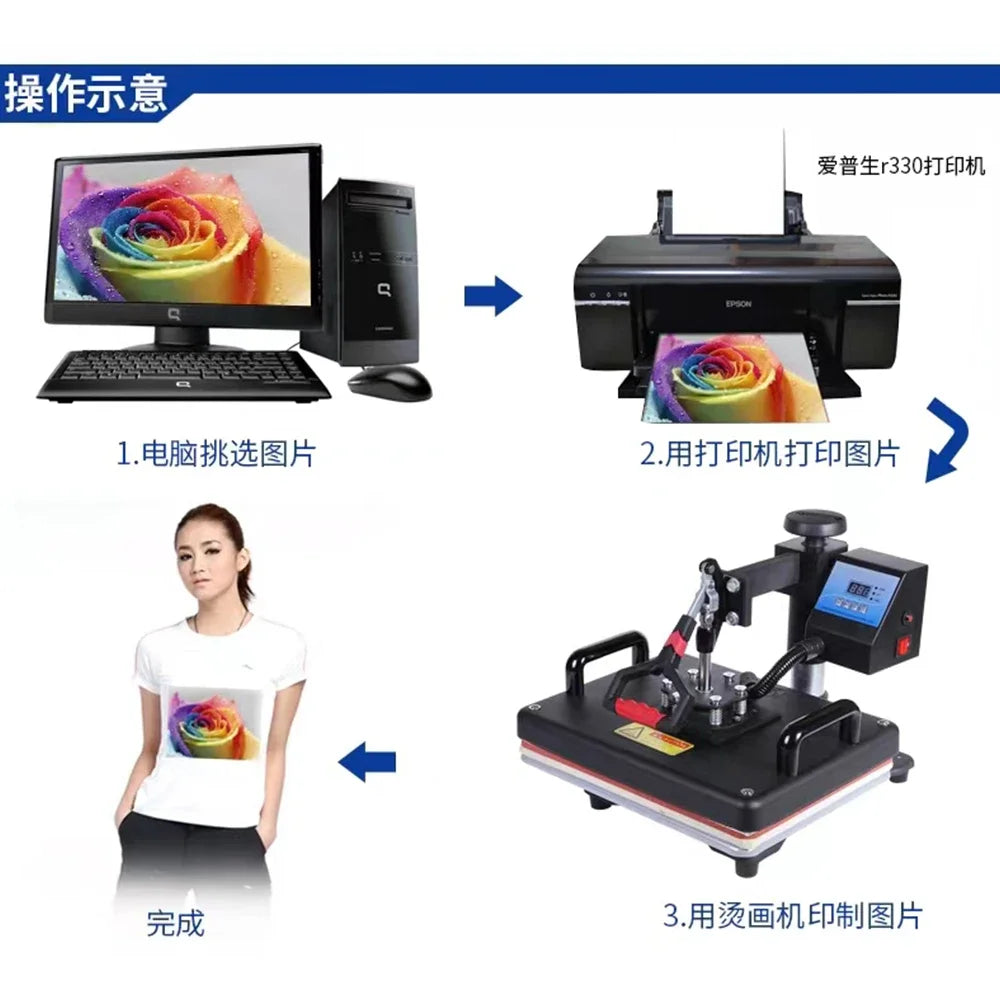 Dual Digital Heat Press Machine 650W Swing Away 360Degree Rotation Transfer Sublimation Printing for T-Shirt