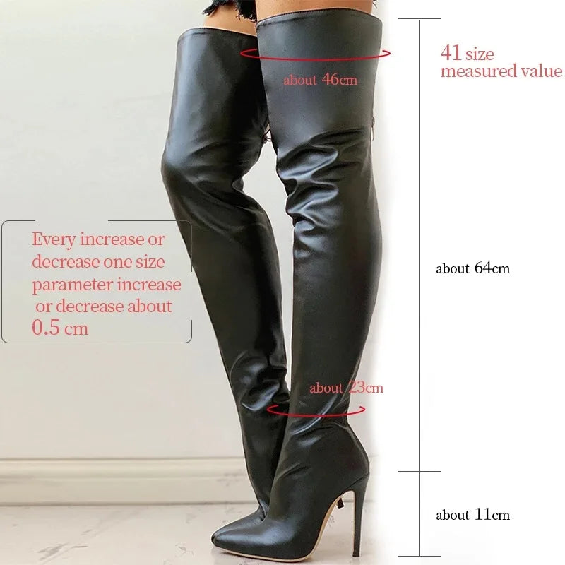 Famous Brown Women's Boots High Heel 11cm Over Knee Boots Large Size 34-43 Back Zipper Fashion Personality Boots