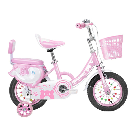 Famous Brown Kids Bike 12-20in Bicycle for Girls Ages 3-13 Years with Training Wheels Basket Protective Net Fash Wheel