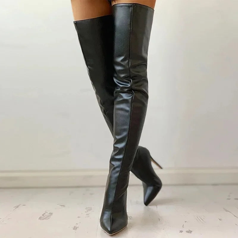 Famous Brown Women's Boots High Heel 11cm Over Knee Boots Large Size 34-43 Back Zipper Fashion Personality Boots